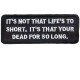 It is not that Life is too Short Patch